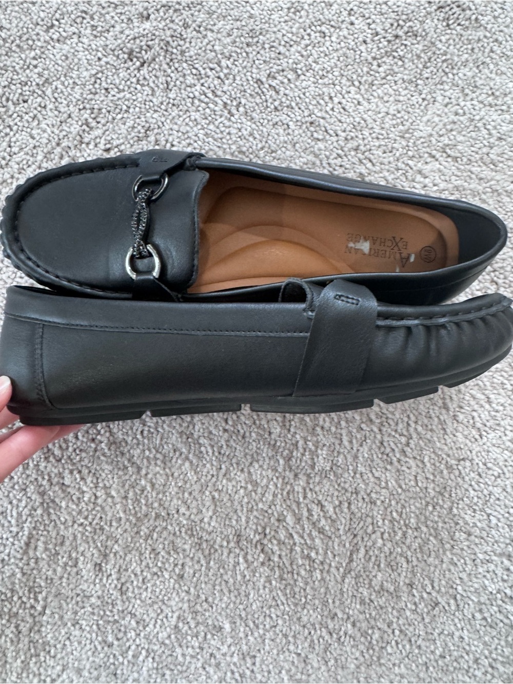 Armani Exchange Black Leather Bit-Detail Loafers